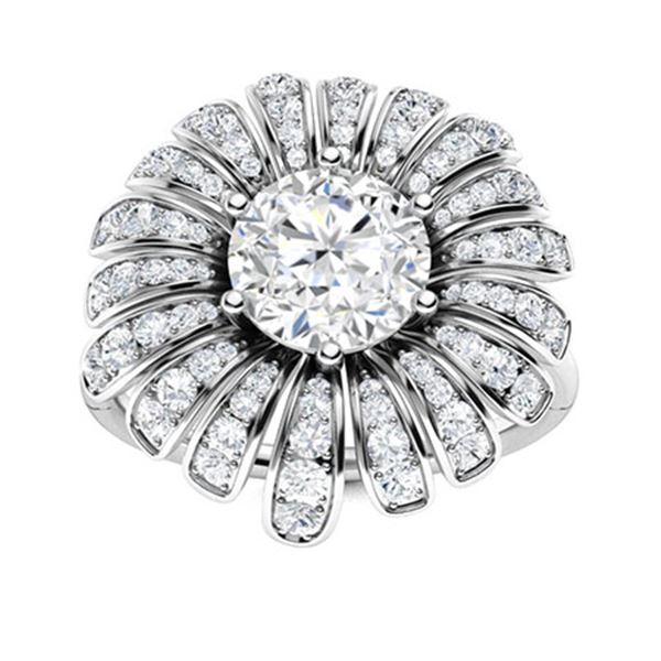 Natural 1.67 CTW Diamond Solitaire Ring 18K White Gold