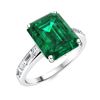 Image 2 : Natural 4.69 CTW Emerald & Diamond Engagement Ring 18K White Gold