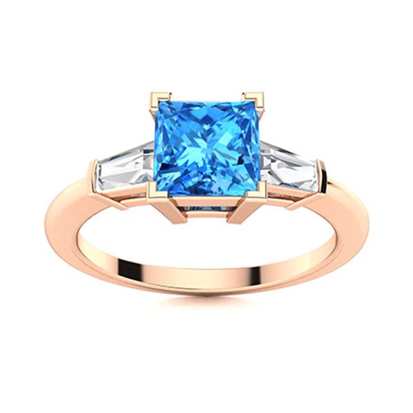 Natural 1.60 CTW Topaz & Diamond  Engagement Ring 14K Rose Gold