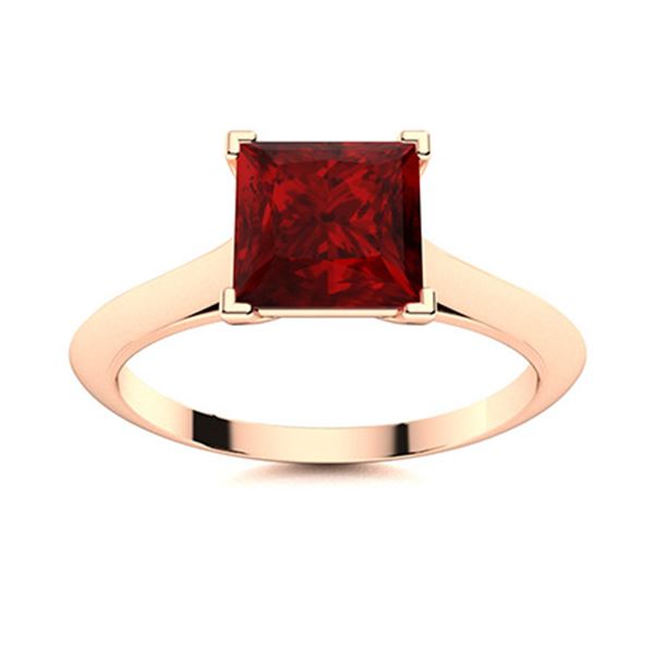 Natural 0.96 CTW Garnet Solitaire Ring 14K Rose Gold