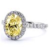 Image 3 : Natural 5.92 CTW Halo Canary yellow Oval Cut Diamond Ring 18KT Two-tone