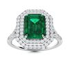 Image 1 : Natural 2.03 CTW Emerald & Diamond Engagement Ring 18K White Gold