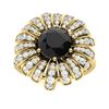Image 1 : Natural 1.71 CTW Onyx & Diamond Engagement Ring 18K Yellow Gold