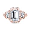Image 3 : Natural 2.72 CTW Halo Emerald Cut & Trapezoids Diamond Engagement Ring 14KT Rose Gold