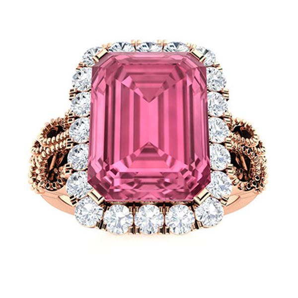 Natural 4.56 CTW Tourmaline & Diamond Engagement Ring 14K Rose Gold