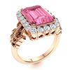 Image 2 : Natural 4.56 CTW Tourmaline & Diamond Engagement Ring 14K Rose Gold