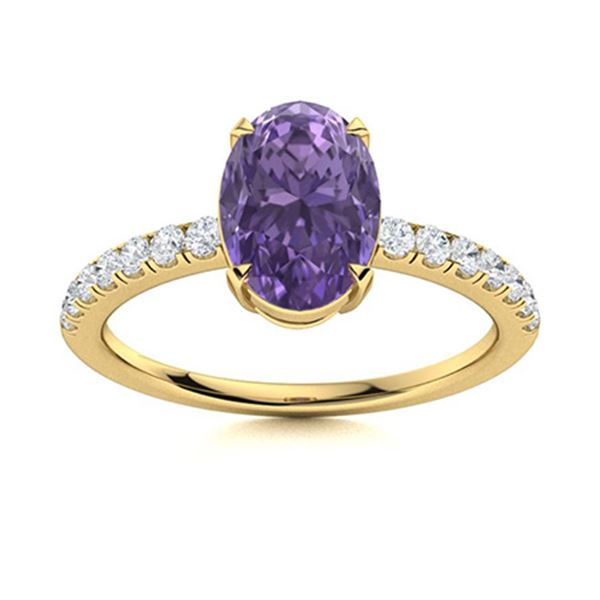 Natural 2.38 CTW Iolite & Diamond Engagement Ring 18K Yellow Gold