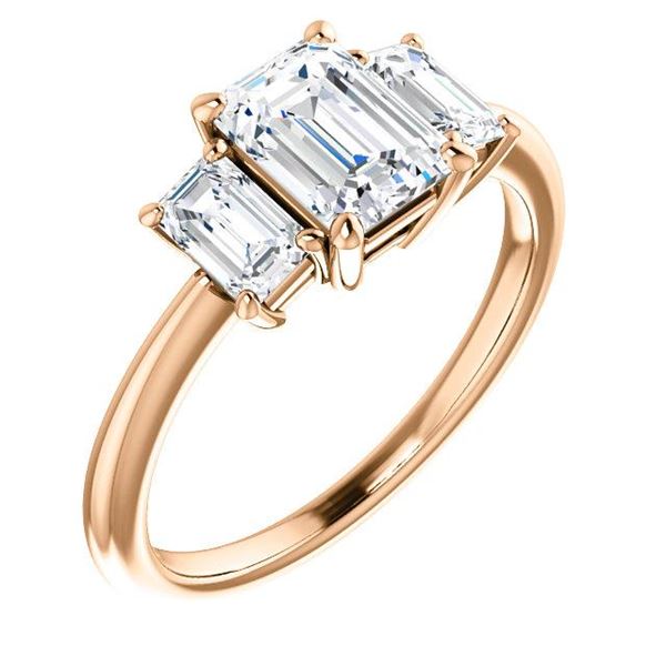 Natural 2.12 CTW 3-Stone Emerald Cut Diamond Engagement Ring 14KT Rose Gold