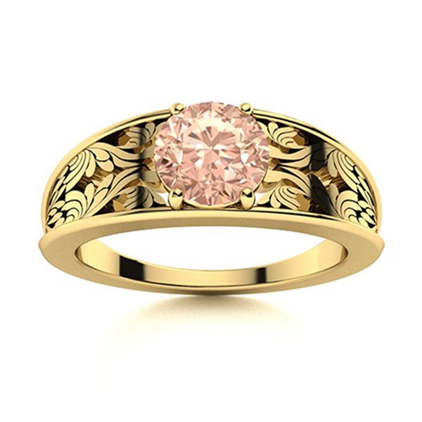 Natural 0.62 CTW Morganite Solitaire Ring 18K Yellow Gold
