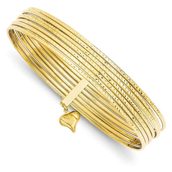 14k Gold Diamond Cut Slip-on 7 Bangle Bracelet