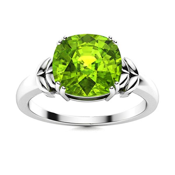 Natural 1.41 CTW Peridot Solitaire Ring 14K White Gold