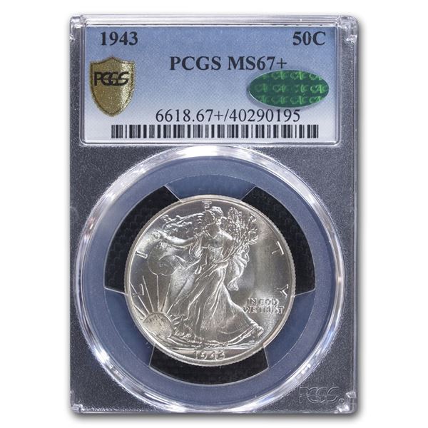 1943 Walking Liberty Half Dollar MS-67+ PCGS CAC