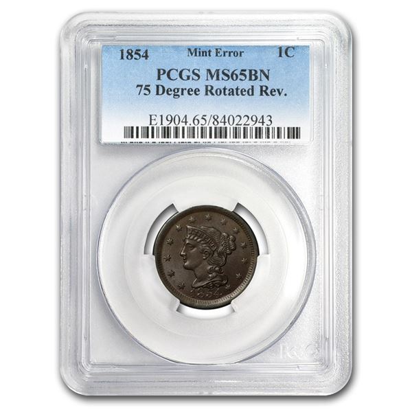 1854 Large Cent MS-65 PCGS (Brown, Rotated Reverse)
