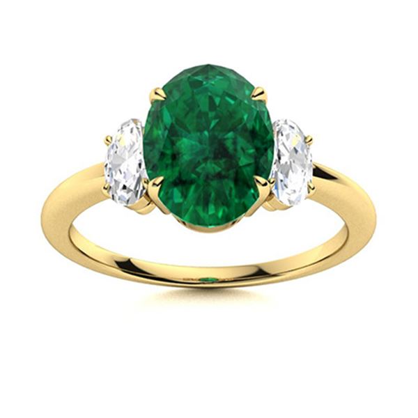 Natural 2.18 CTW Emerald & Diamond Engagement Ring 14K Yellow Gold