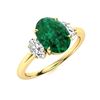 Image 2 : Natural 2.18 CTW Emerald & Diamond Engagement Ring 14K Yellow Gold