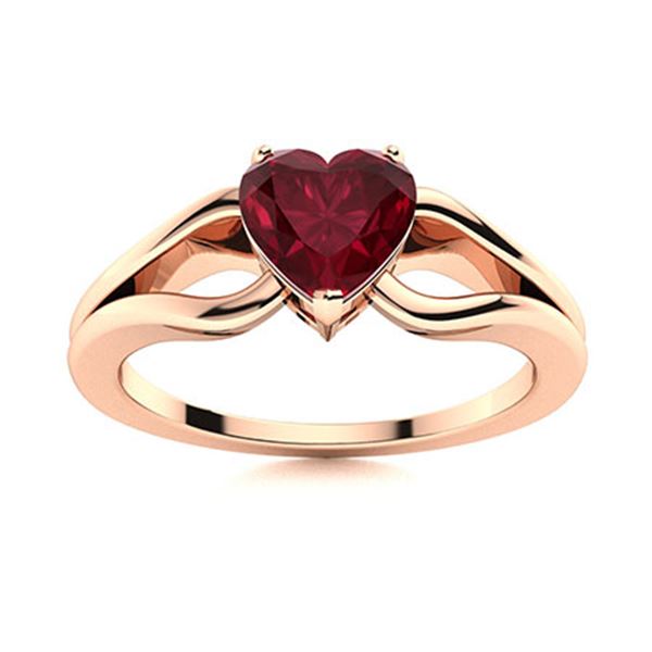 Natural 0.59 CTW Ruby Solitaire Ring 18K Rose Gold