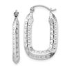 Image 1 : 14k White Gold Polished Textured Rectangle Hoop Earrings