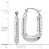 Image 2 : 14k White Gold Polished Textured Rectangle Hoop Earrings