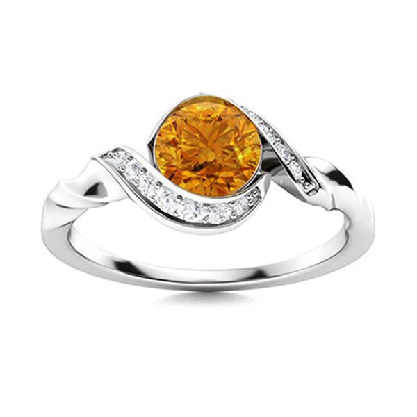 Natural 0.74 CTW Citrine & Diamond Engagement Ring 14K White Gold