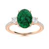 Image 1 : Natural 3.42 CTW Emerald & Diamond Engagement Ring 14K Rose Gold