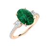 Image 2 : Natural 3.42 CTW Emerald & Diamond Engagement Ring 14K Rose Gold