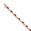 Image 1 : 14k Yellow Gold Diamond and Ruby Wave Bracelet - 7 in.