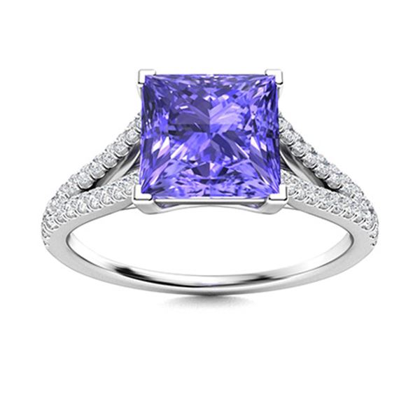 Natural 0.92 CTW Tanzanite & Diamond Engagement Ring 18K White Gold