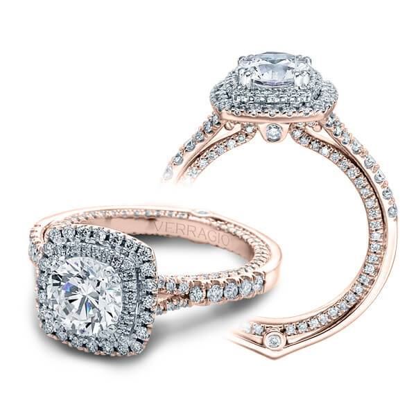 Natural 2.02 CTW Diamond Engagement Halo Ring 18KT Rose Gold