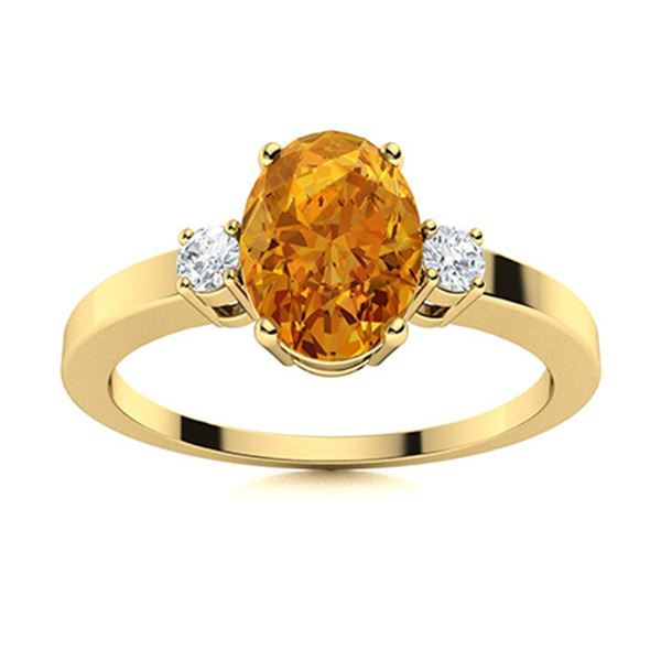 Natural 1.71 CTW Citrine & Diamond Engagement Ring 14K Yellow Gold