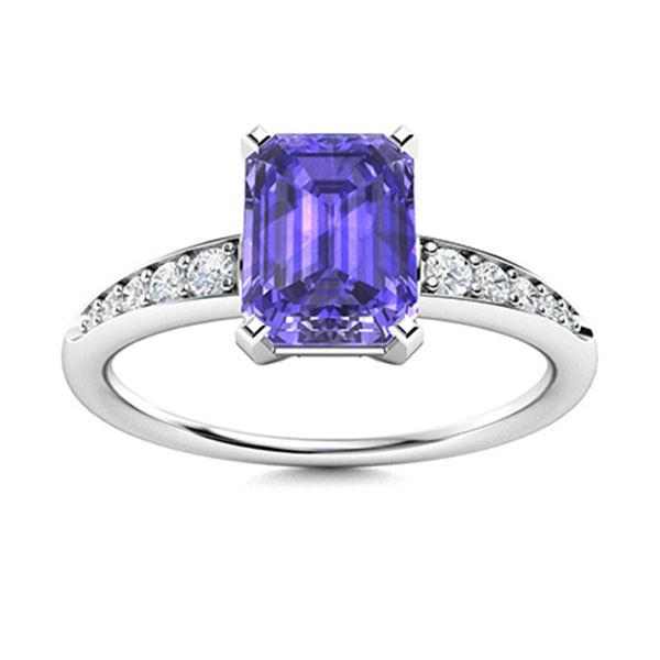 Natural 0.66 CTW Tanzanite & Diamond Engagement Ring 14K White Gold