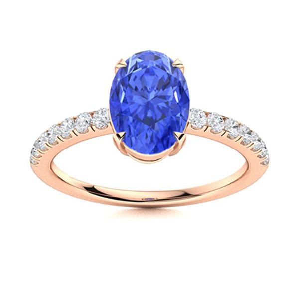 Natural 3.03 CTW Ceylon Sapphire & Diamond Engagement Ring 14K Rose Gold