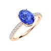 Image 2 : Natural 3.03 CTW Ceylon Sapphire & Diamond Engagement Ring 14K Rose Gold