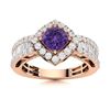 Image 1 : Natural 2.12 CTW Amethyst & Diamond Engagement Ring 18K Rose Gold