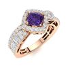 Image 2 : Natural 2.12 CTW Amethyst & Diamond Engagement Ring 18K Rose Gold