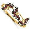 Image 1 : 14k Yellow Gold Polished Enameled Butterfly Hinged Bracelet