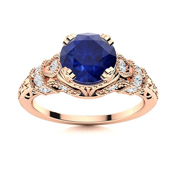 Natural 1.36 CTW Sapphire & Diamond Engagement Ring 18K Rose Gold