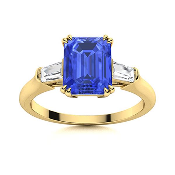 Natural 1.32 CTW Ceylon Sapphire & Diamond Engagement Ring 18K Yellow Gold