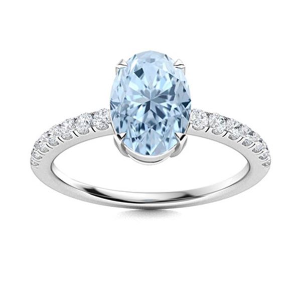 Natural 2.37 CTW Aquamarine & Diamond  Engagement Ring 14K White Gold
