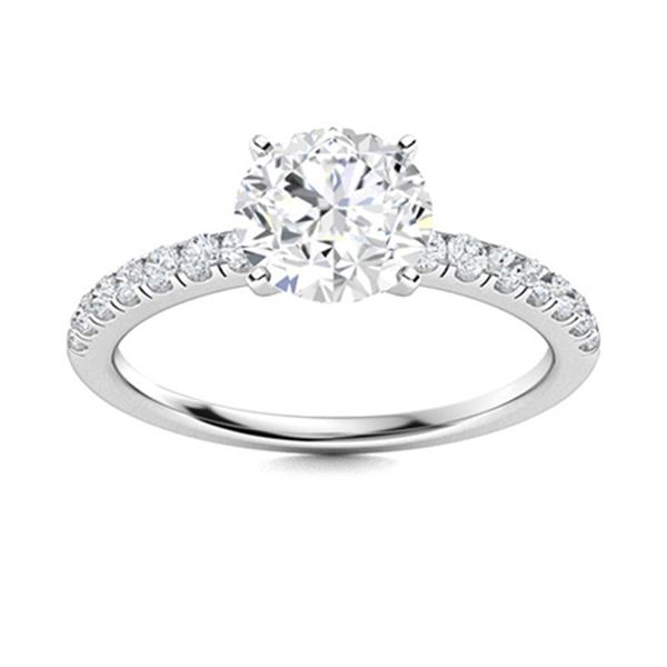 Natural 1.51 CTW Diamond Solitaire Ring 14K White Gold
