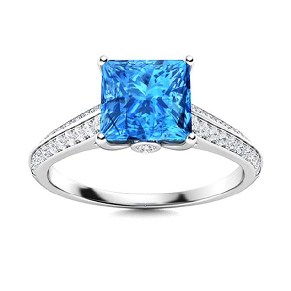 Natural 0.95 CTW Topaz & Diamond  Engagement Ring 18K White Gold