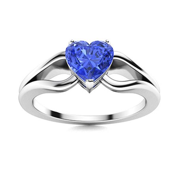 Natural 0.59 CTW Ceylon Sapphire Solitaire Ring 18K White Gold