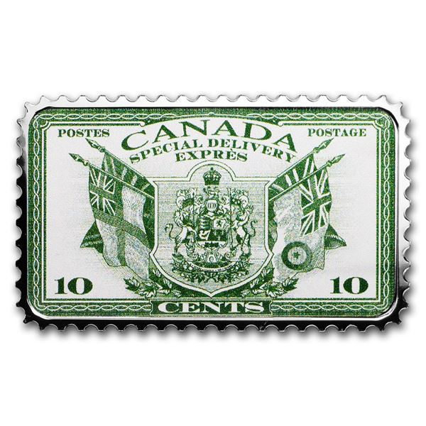 2019 Canada 1 oz Ag $20 Historical Stamps: Coat of Arms & Flags