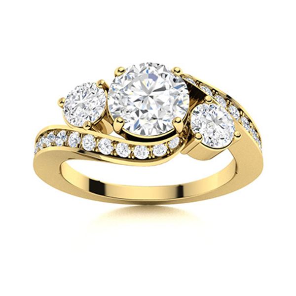 Natural 1.51 CTW Diamond Solitaire Ring 14K Yellow Gold
