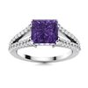 Image 1 : Natural 1.44 CTW Amethyst & Diamond Engagement Ring 14K White Gold