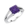 Image 2 : Natural 1.44 CTW Amethyst & Diamond Engagement Ring 14K White Gold