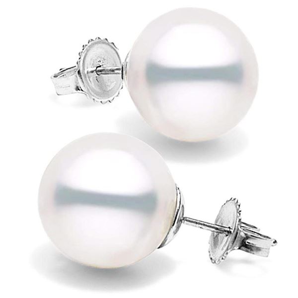 White South Sea Pearl Stud Earrings, 13.0-14.0mm