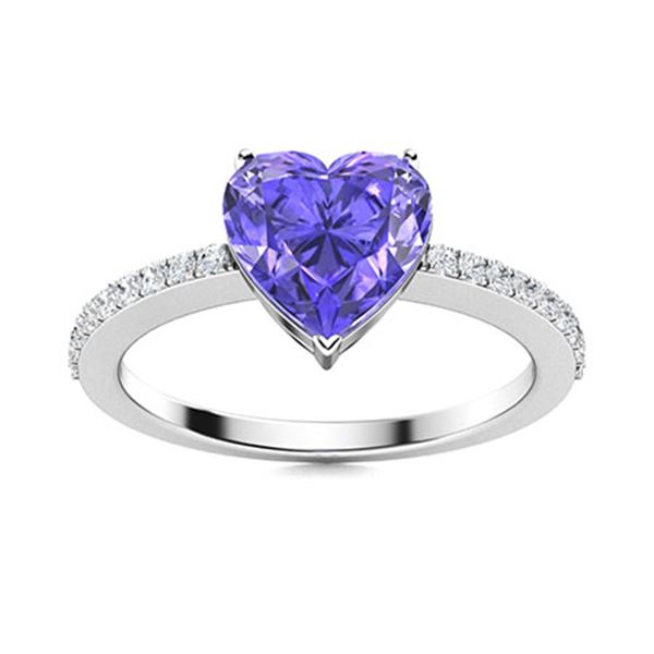 Natural 0.91 CTW Tanzanite & Diamond Engagement Ring 18K White Gold