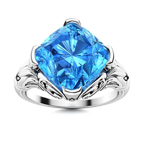 Natural 2.86 CTW Topaz Solitaire Ring 14K White Gold