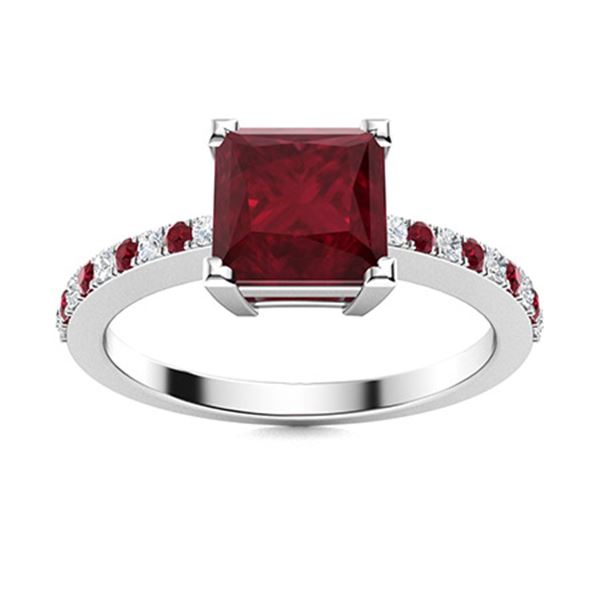 Natural 1.17 CTW Ruby & Diamond  Engagement Ring 14K White Gold
