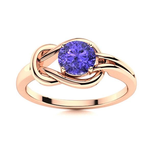 Natural 0.72 CTW Tanzanite Solitaire Ring 18K Rose Gold